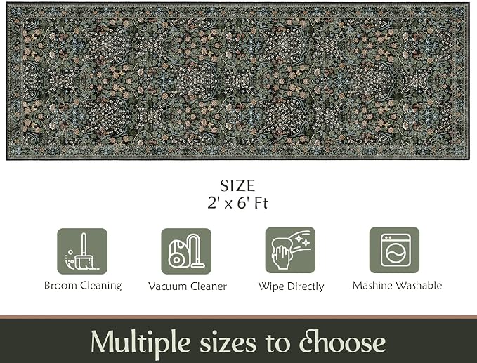 MUJOO Washable Runner Rug, Floral 2x6 Runners - Image 7