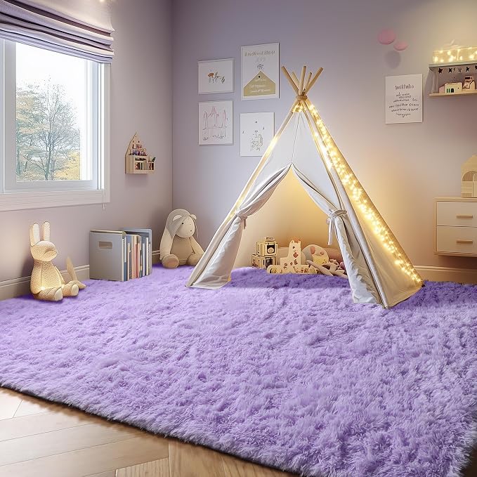 ONASAR Purple Rugs for Living Room Bedroom, 5x8 Washable Fluffy Bedside Area Rug - Image 6