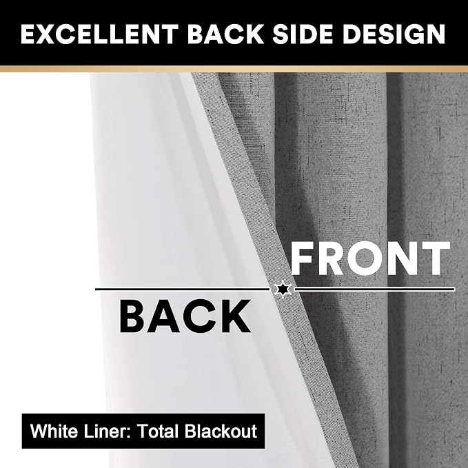 PrinceDeco 100% Blackout Curtains Thermal Curtains - Image 5