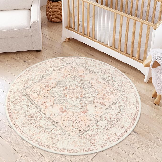 LIVEBOX Washable Peachy Pink Rug 5ft - Image 5