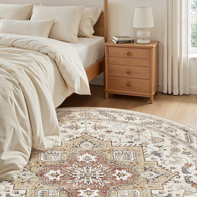 5ft Round Vintage Living Room Area Rug - Image 5