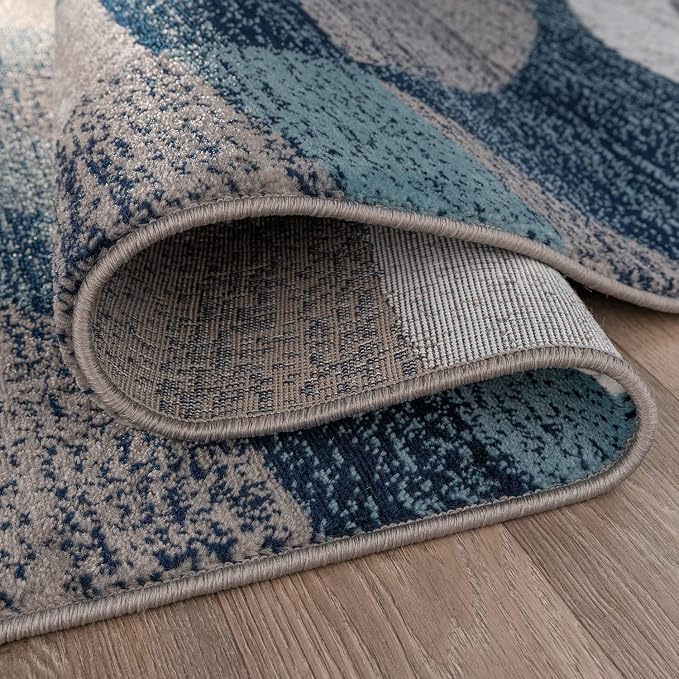 Rugshop Blue Modern Geometric Indoor Small Area Rug, Overlapping Circle Pattern - Image 4