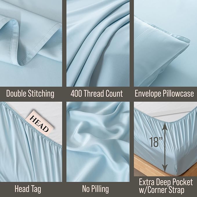 Bella Coterie 6 Piece Luxury Bamboo Viscose King Size Sheet Set | 100% - Image 3
