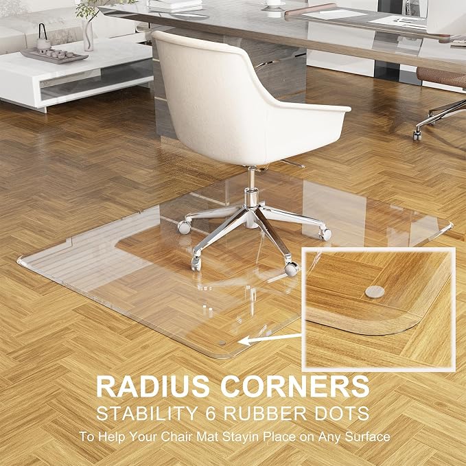 Office Chair Mat 48" x 60" for Carpet and Hardwood Floor, Beveled Edge for a - Image 4