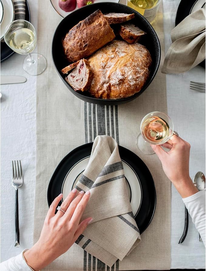 Solino Home Stripe Linen Table Runner 132 Inches Long - Image 2