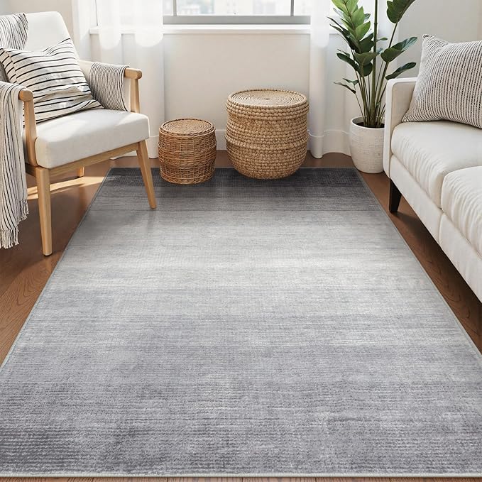 Wonnitar 4x6 Washable Grey Rug for Bedroom, Modern Ombre Area Rug for Living by Wonnitar