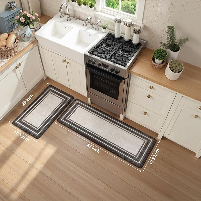 KIMODE Anti Fatigue Kitchen Mat 2PCS, Kitchen Rugs Non Slip Rubber Backing - Image 3