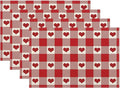 Valentine's Day Placemats Set of 4, Checked Love Hearts Decorative Table Mat 12 by Sunshineyan