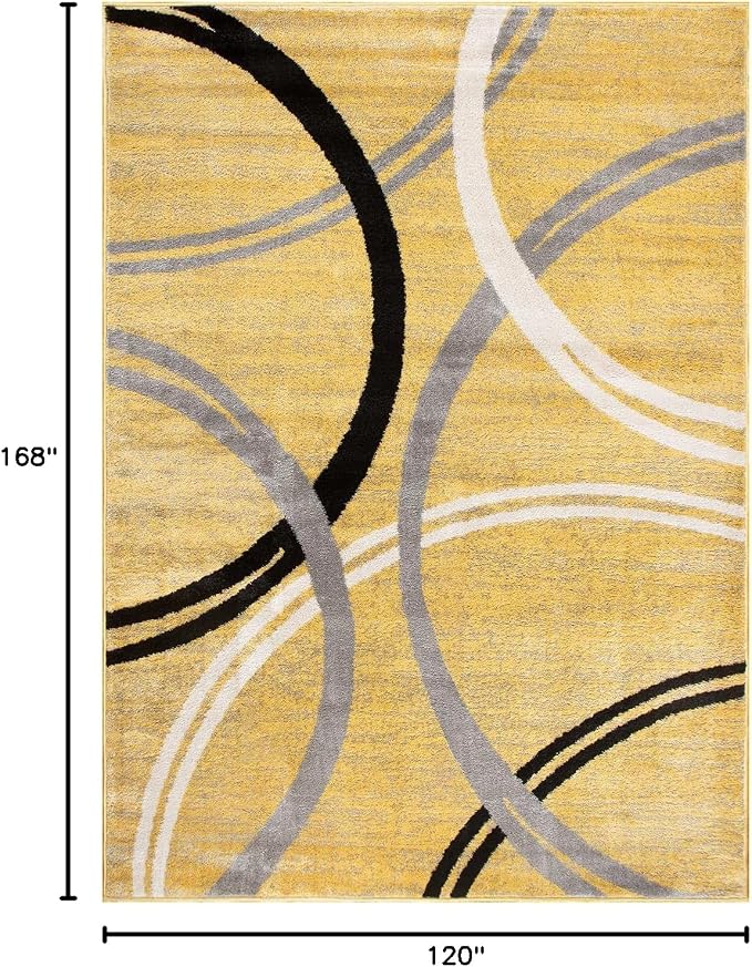 Rugshop Wavy Circles Design Area Rug, Fade-Resistant Carpet - Image 2
