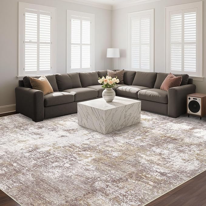 Washable 10X12 Area Rug: Modern Abstract Soft Non-Slip Indoor Rugs - Image 8