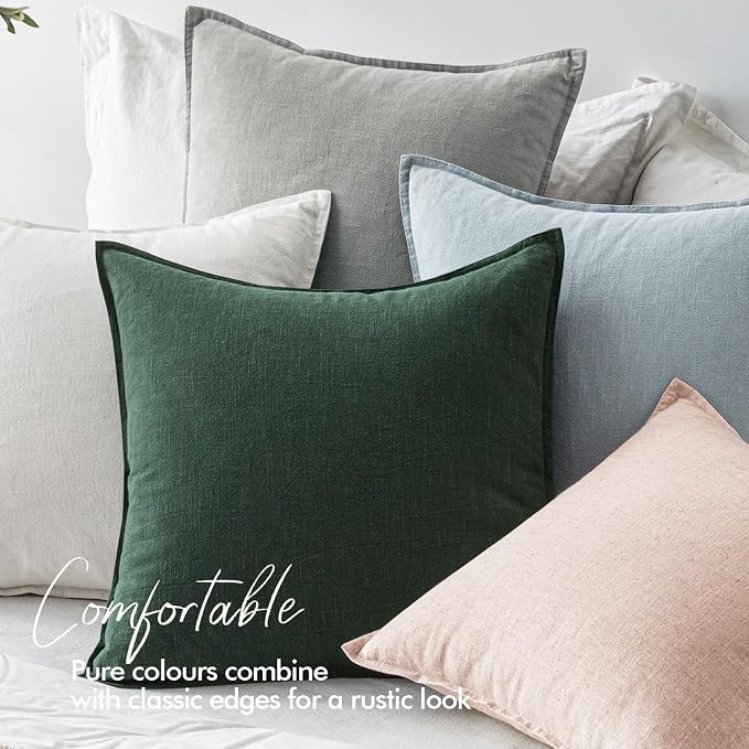 EMEMA Throw Pillow Covers Decorative Linen Pillow Covers 18x18 Inch Light Blue - Image 2