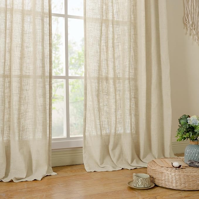 LAMIT Light Filtering Linen Curtains 84 inches Long - Image 9