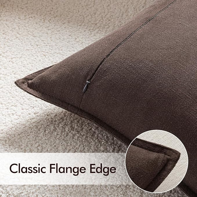 EMEMA Throw Pillow Covers Decorative Linen Pillow Covers 22x22 Inch Dark Brown - Image 5
