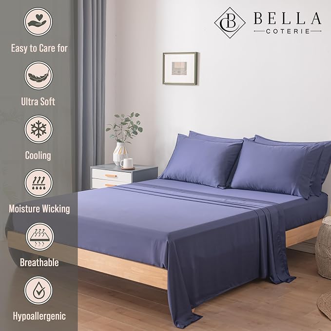Bella Coterie 6 Piece Luxury Bamboo Viscose Queen Size Sheet Set | 100% - Image 2