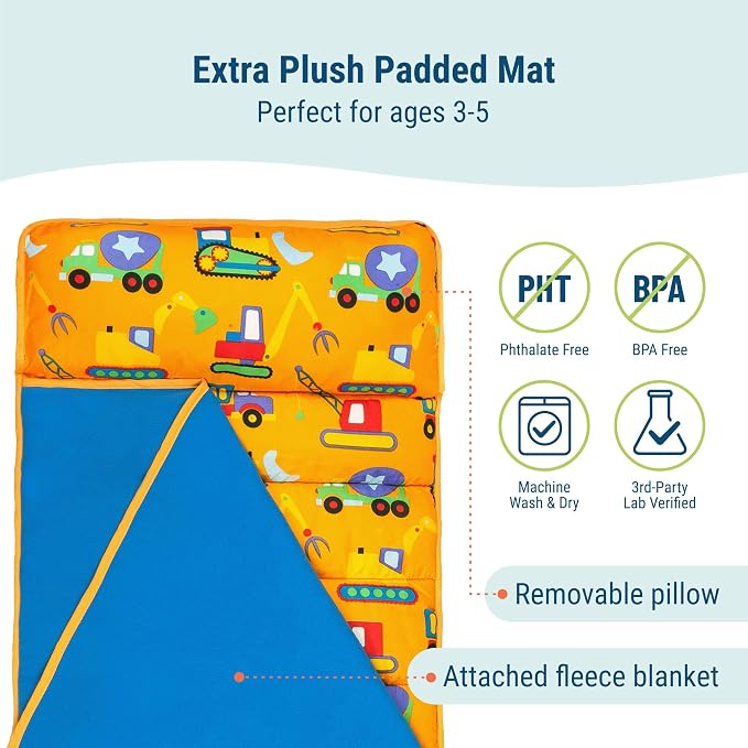 Wildkin 43-inch Kids Nap Mat – Soft Microfiber Toddler Sleeping Mat - Image 2