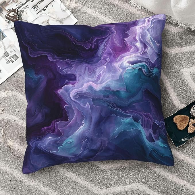 Purple Teal Turquoise Galaxy Nebulous 18x18 inches Throw Pillow Covers Cozy - Image 7