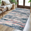 3x5 Modern Abstract Area Rug for Entryway, Teal Blue Peach Gray Multi Super by SiiloomRug