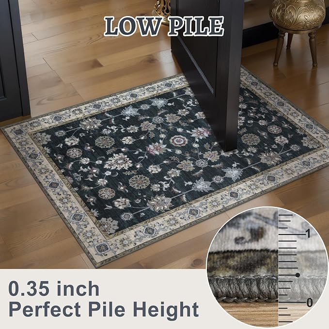 Tangsoo Floral Runner Rug 2x6 Washable Rug - Image 4