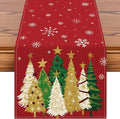 OTOSTAR Snowflakes and Christmas Tree Table Runner, Xmas Seasonal Winter by OTOSTAR