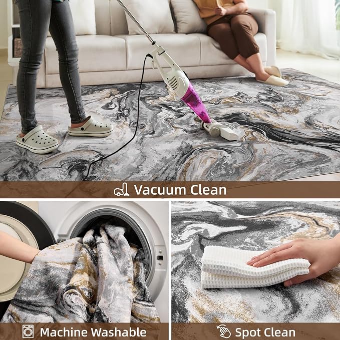 3x5 Washable Area Rugs for Living Room, Modern Abstract Rug Entryway Kitchen - Image 6