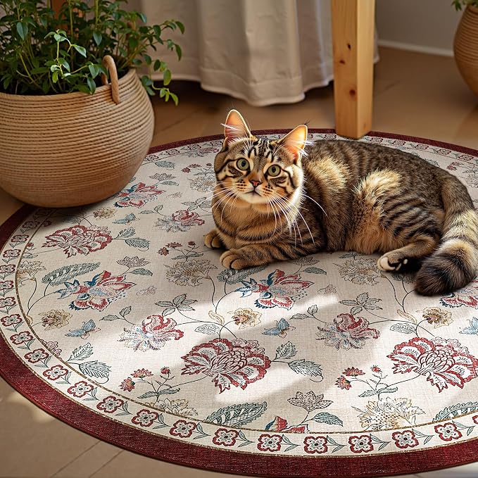 jinchan Elora 6ft Floral Round Rug - Image 4