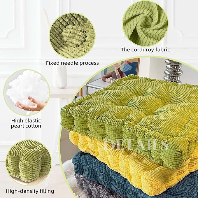 2 Pack Meditation Floor Pillow Large Square and Round Floor Cushions - Image 3