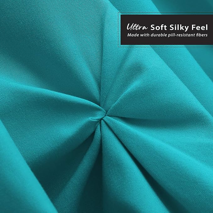 Nestl Teal Bed Skirt Full Size, Pinch Pleat Full Bed Skirt, Hotel Quality Teal - Image 5