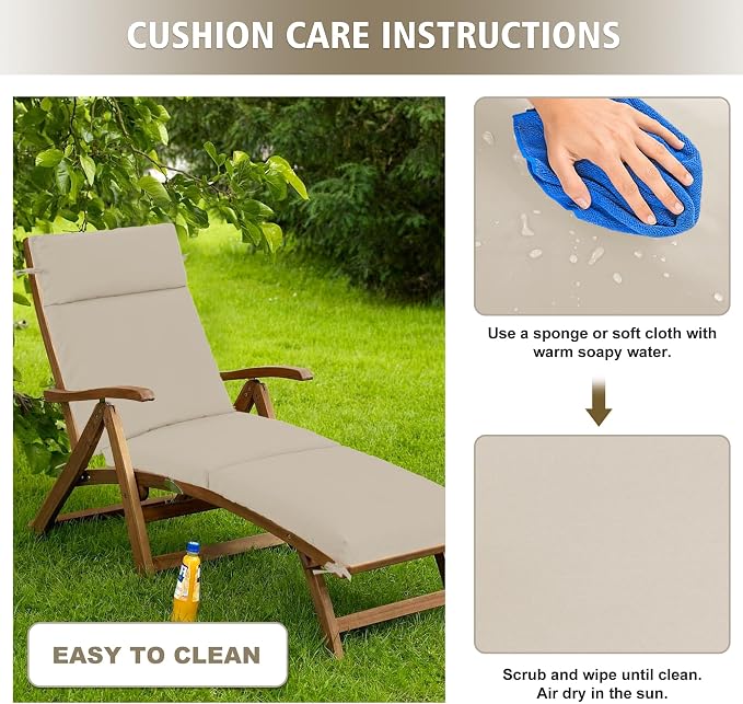 Chaise Lounge Cushion 80x26x3 Inch ?Set of 2 Outdoor Lounge Chair Cushions - Image 8