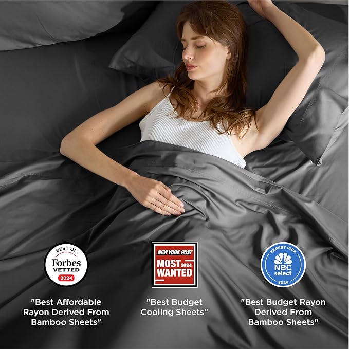 Bedsure Full Size Bed Sheets, Cooling Sheets, Rayon Derived from Bamboo - Image 2