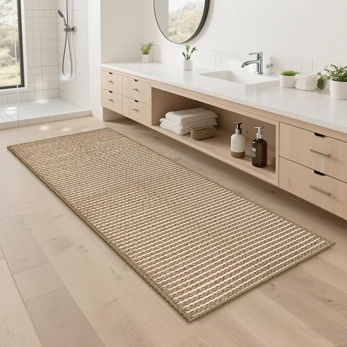 Braided Bathroom Runner Rug, Super Absorbent 24"x48" Non Slip Bath Mats by winolive