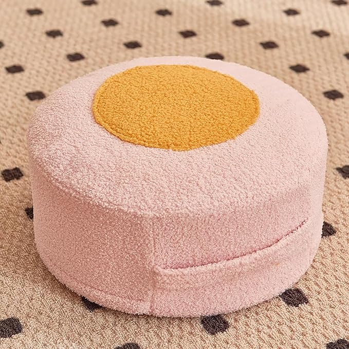 Round Pouf Ottoman Foot Rest, Stuffed Floor Pouf Foot Stool by Unknown