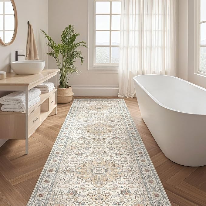 Runner Rug Kitchen Washable Rugs: 3x8 Non-Slip Boho Soft Vintage Stain - Image 5