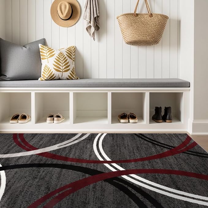 Rugshop Modern Wavy Circles Design Non-Shedding Area Rug, Carpet - Image 2