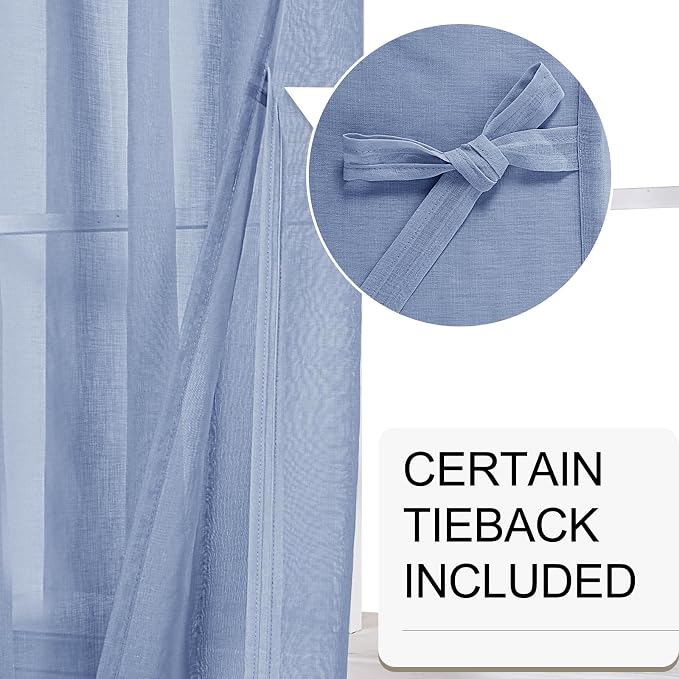 XWZO Sheer Curtains for Bedroom, Light Filtering, Airy & Breathable Voile - Image 3