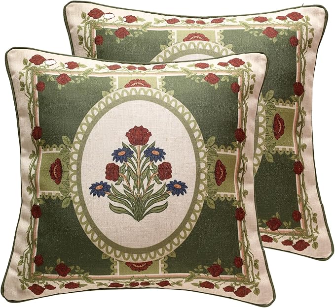 ISAENNE Design Linen Square Throw Pillow Covers 18"x18" Pack of 2, Living Room by Isaennehomedecoration