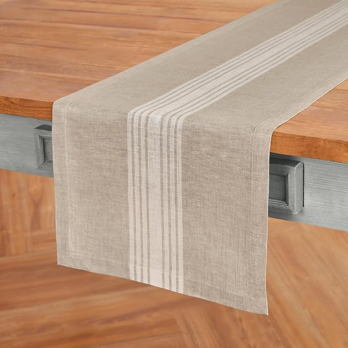 Solino Home Linen Striped Table Runner 90 Inches Long - Image 2