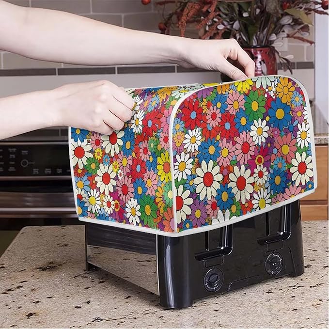Daisy Flowers Printed Toaster Cover 4 Slice Wide Slot, Washable Kitchen - Image 3