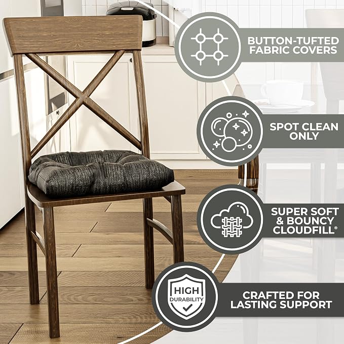 Klear Vu Gripper Overstuffed Universal Non-Slip Dining Chair Cushions - Image 2