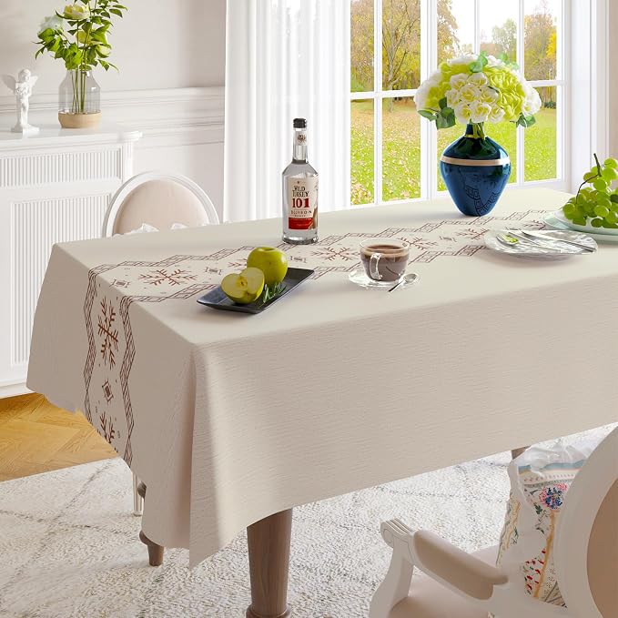 Square Table Cloth, 100% Waterproof Tablecloth Oil Proof Spill Proof Vinyl - Image 8