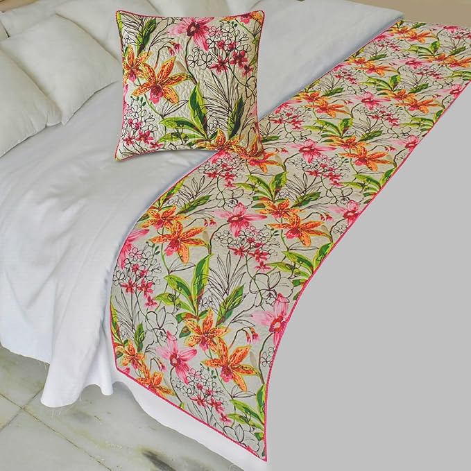 Lily Haven Pink Decorative Bed Runner CA King 86"x18" by TheHomeCentric