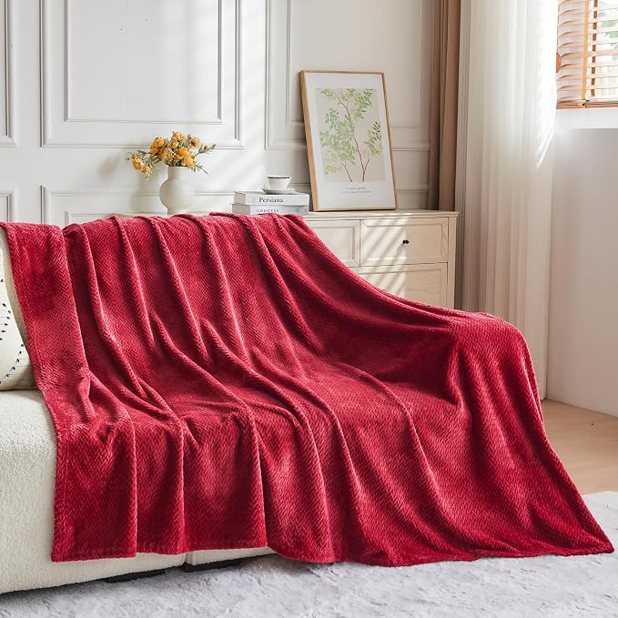 NEWCOSPLAY Super Soft Twin Blanket Red Premium Silky Flannel Fleece Leaves - Image 8