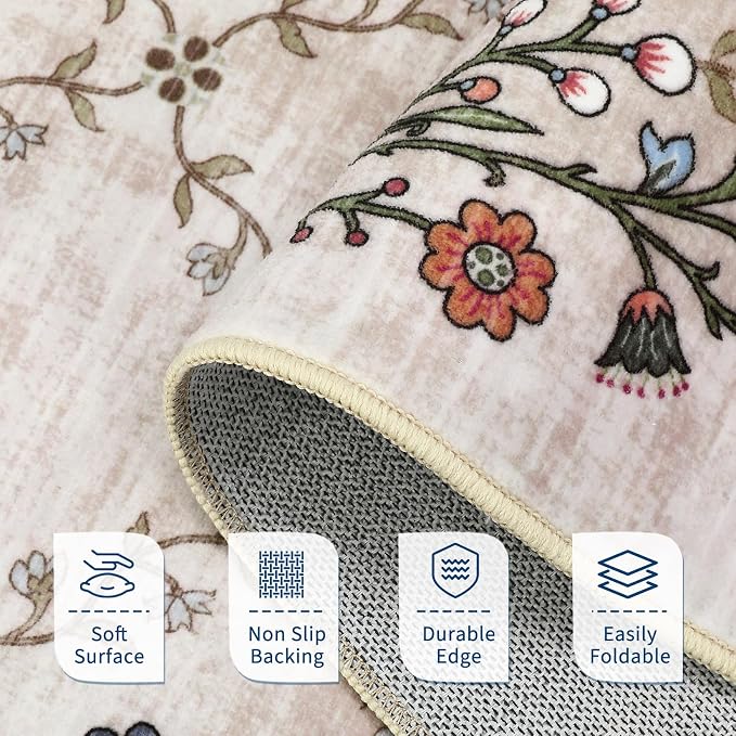 Garveehome 5x7 Washable Floral Area Rugs - Image 5
