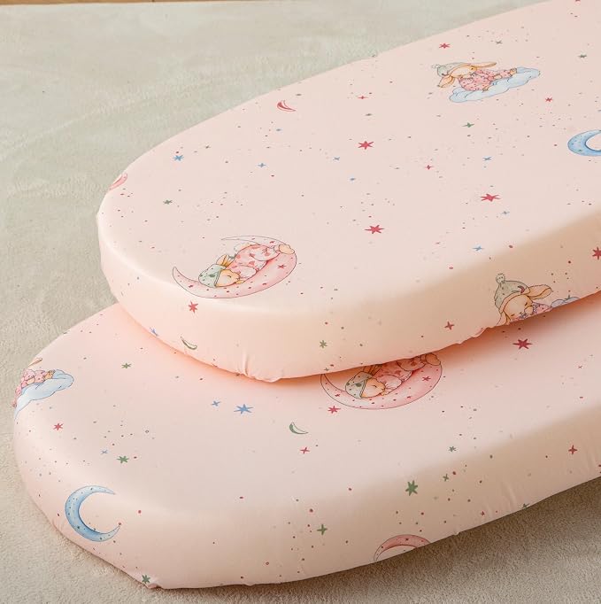 SDY Jersey Bassinet Sheets for Baby Girls, 32 "x 16 "x 4", 2 Pack, Super Soft by SDYSoftnessDefinedbyYou