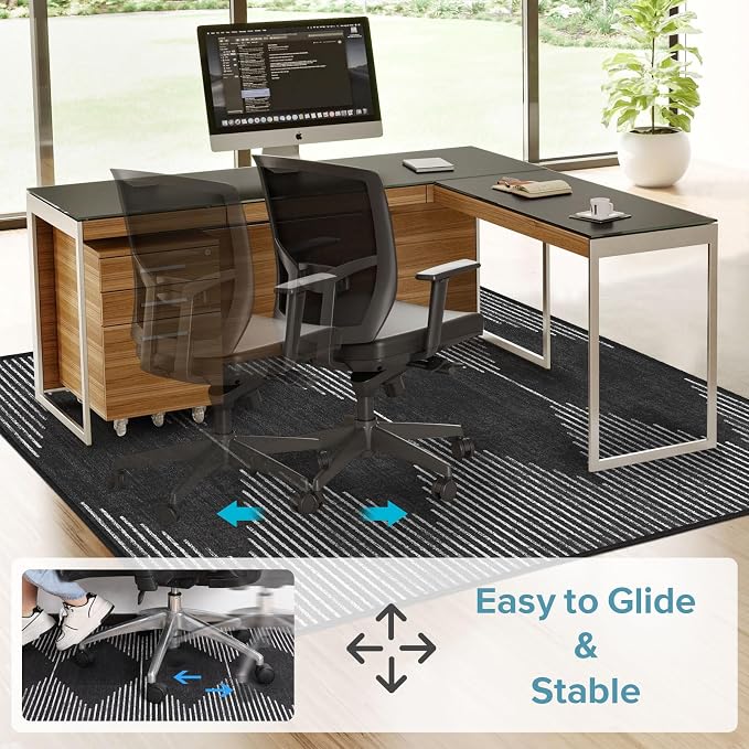Office Chair Mat for Hardwood Floors, Durable 36"x48" Low-Pile Bohemian Stripe - Image 5
