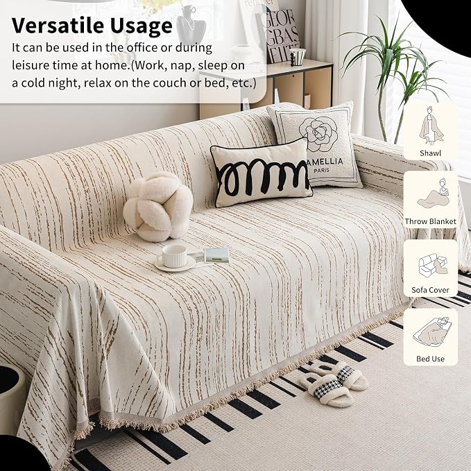 Chenille Couch Cover Pet Friendly, Sofa Cover Washable, Reversible Sofa - Image 5