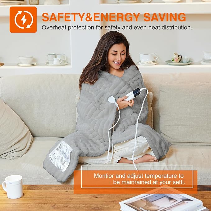 Heated Electric Blanket Throw: 6-Level Fast Heating, 4-Hour Auto-Off, Soft&Warm - Image 5
