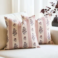 Amor Virisso Floral Throw Pillow Covers 18x18 Set of 2 Block Print Pillow by AffordableFloralPrintMaker