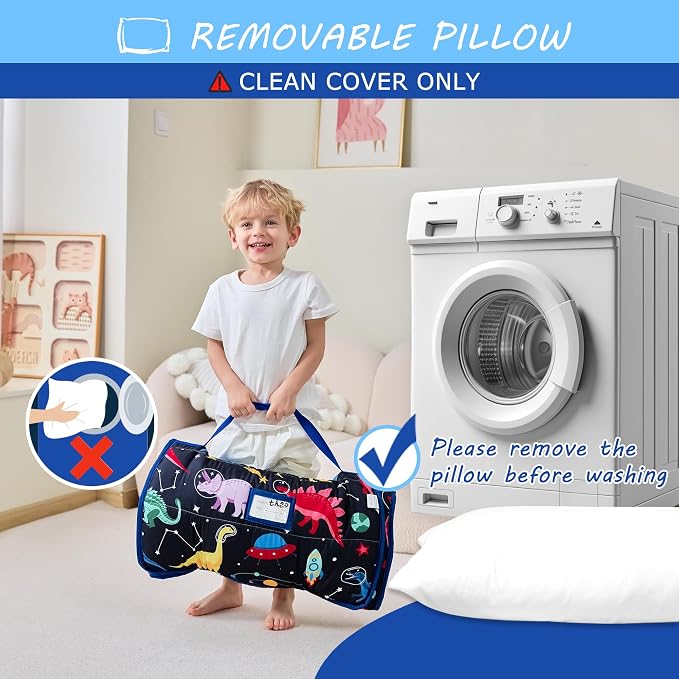 Toddler Nap Mat with Pillow and Blanket, Extra Large Rolled Napping Mats - Image 7
