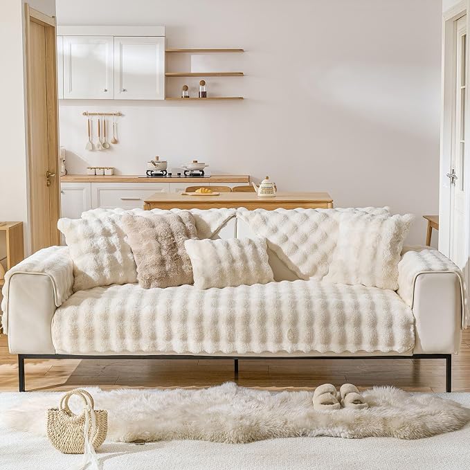 Faux Fur Decorative Throw Pillow Cover Plush Thick Bubble Pillow Covers Luxury by Huierxun