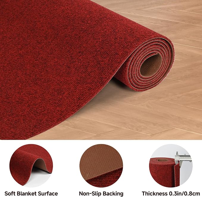 jxgzyy Red Runner Rugs 2'11" x 16'5", Non Slip Entrance Doormat, 0.25” - Image 6